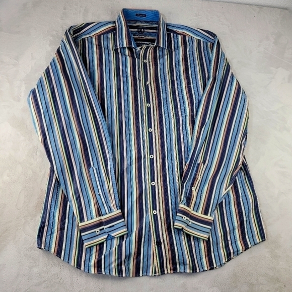 Bugatchi Other - Lot of 2 Bugatchi Striped Long Sleeve Button Down Shirt Sz 2 XL